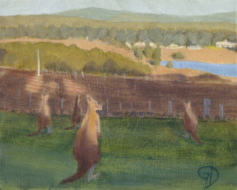 Hunter Valley at dusk.jpg - Hunter Valley at dusk Water-soluble oil on canvas, 8 x 10" ( 20.3 x 25.4 cm) Completed August 2019